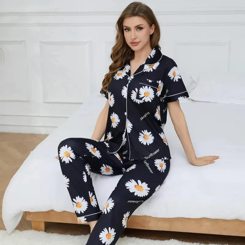 Sun Flower Half Sleeves CO-ORD SET For Women