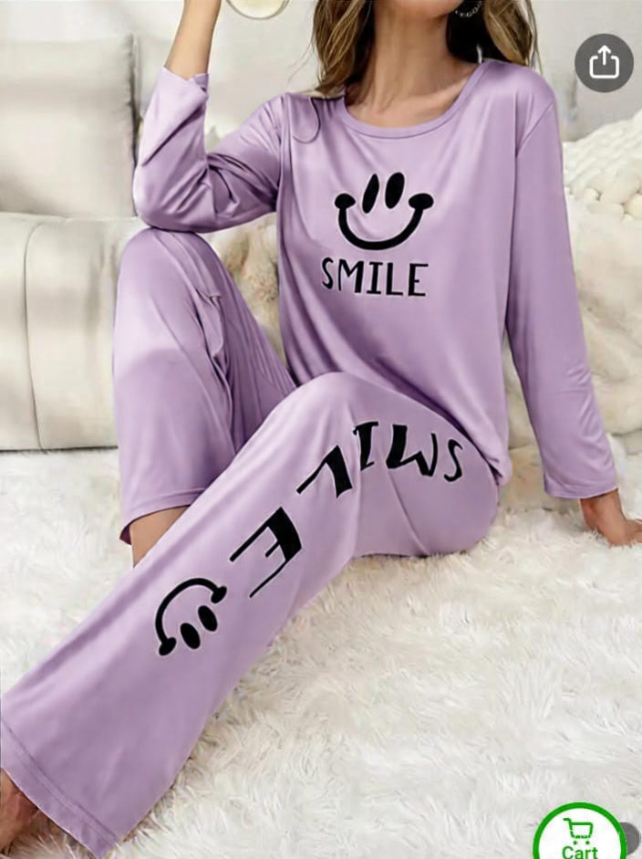 NEW PURPAL SMILE  PRINTED PJ SETS