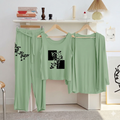 GREEN 3 PIECE PRINTED LOUNGEWEAR & HOME WEAR SETS COMFY NIGHTSUIT