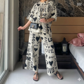 Chic Streetwear Drop Shoulder Night Suit For Women PJ Set