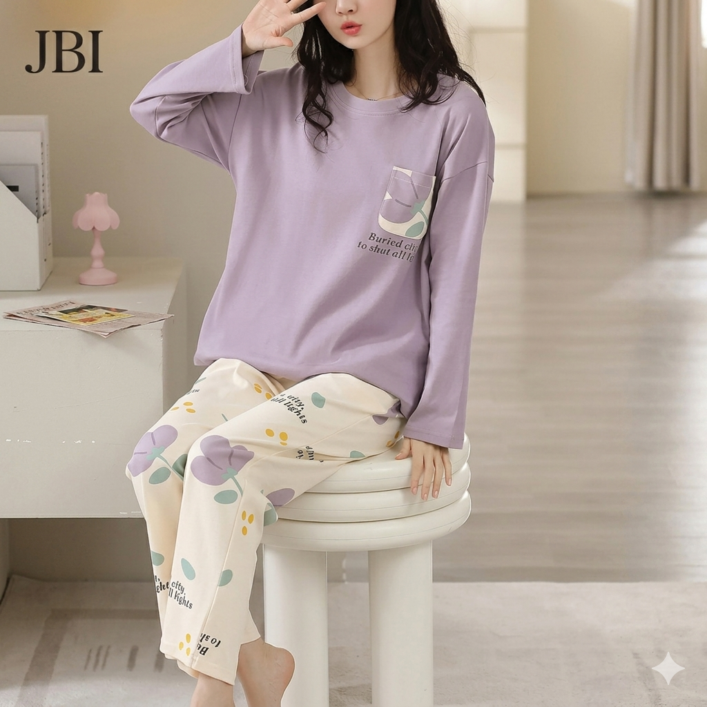 Cozy Mauve Purple & Cream Printed Night Suit For women PJ Set