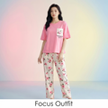 Pink Flower Women Printed Night Dress