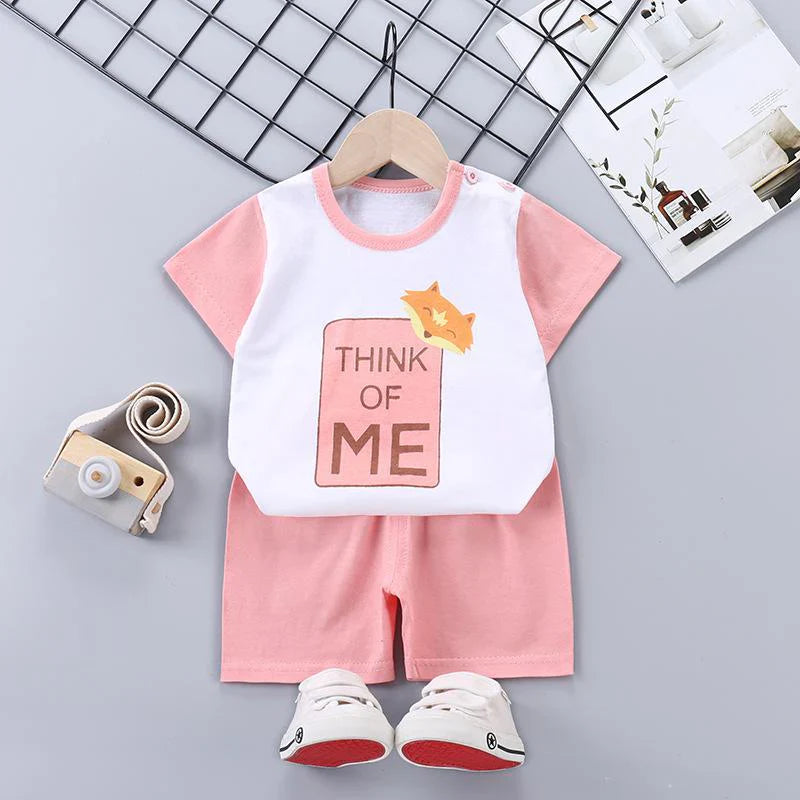 Pink Think Of Me Printed Short Sleeve Kids Wear