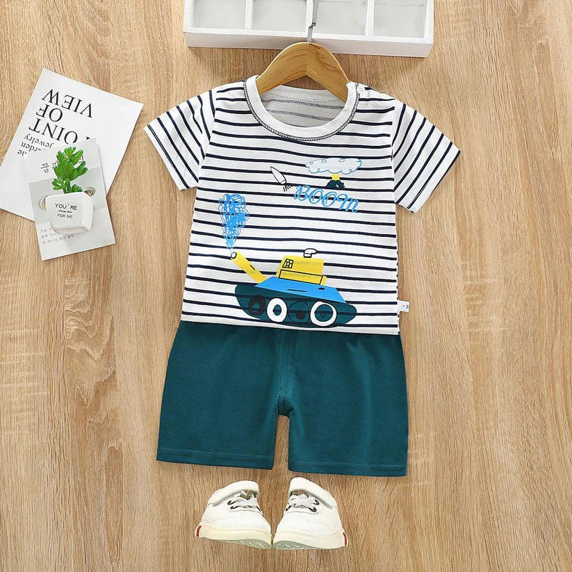 Boom Panzer Printed Short Sleeve Kids Wear