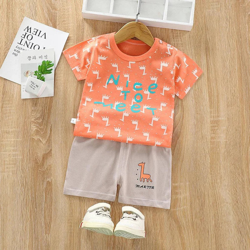 Nice To Meet Printed Short Sleeve Kids Wear