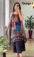Multicolor Block Print Sleeveless Kurti with Palazzo