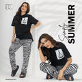 Black Lining Zebra Printed Pj Sets