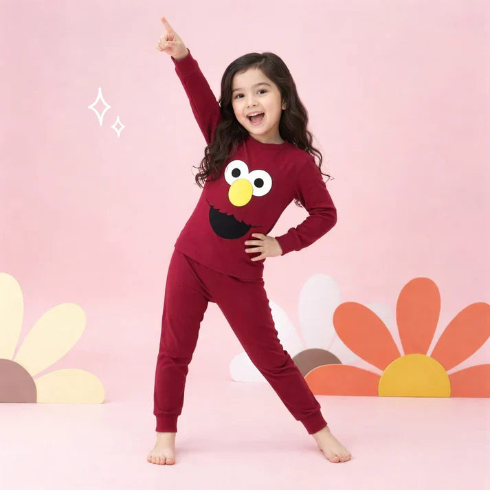 Mahroon Cute Printed Kids Wear