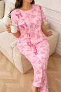 PINK BOW PRINTED PAJAMA PRINTED PJ SETS