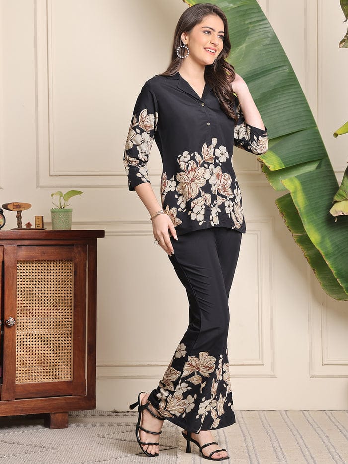 B#255 Black Floral Co-ord Set