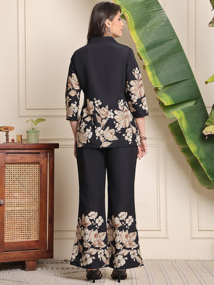 B#255 Black Floral Co-ord Set