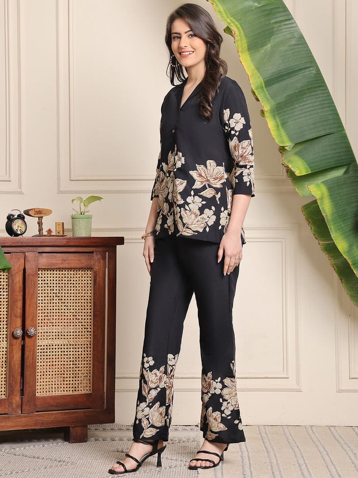 B#255 Black Floral Co-ord Set