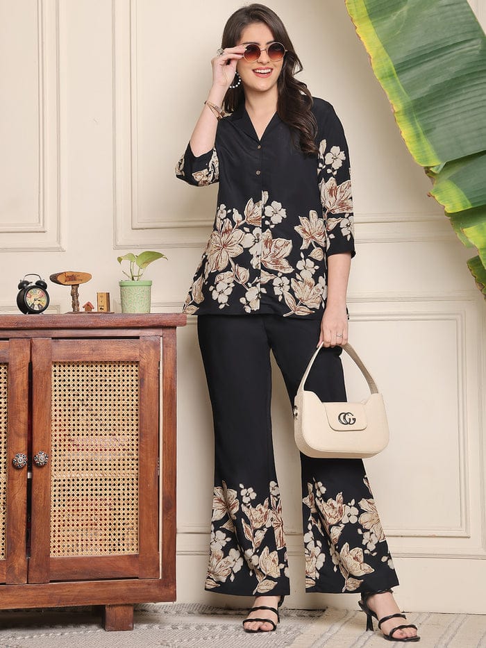 B#255 Black Floral Co-ord Set