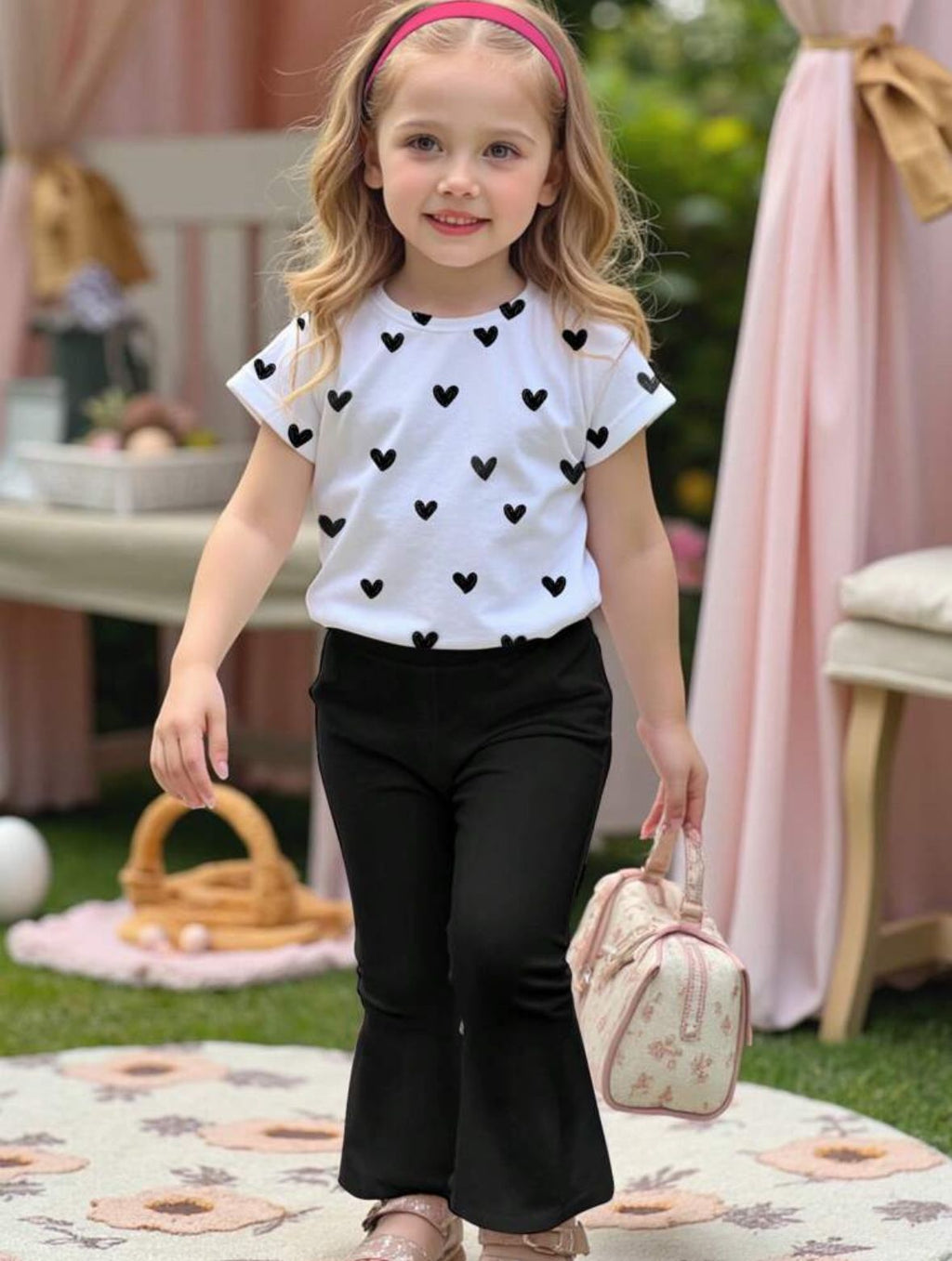 Black Heart Print Two piece Set