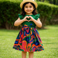 Multicolor Belted Frock Dress