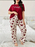 MAROON TOP WITH BUTTERFLY PRINTED PAJAMA SETS