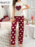 Love Heart Printed Nightwear – T-Shirt & Pajama Set