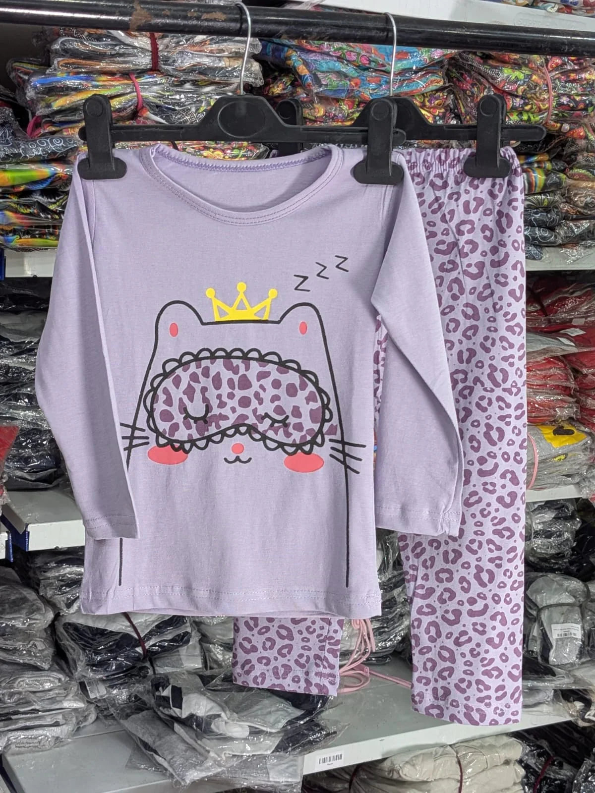 Dreamy Kitty Girls 2-Piece Lounge Set – Lavender Leopard