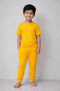 Kids Bright Yellow Cotton T-Shirt & Jogger Pants Set