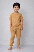 Kids Soft Cotton T-Shirt & Jogger Pants Set (Brown)