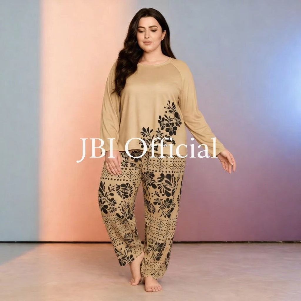 BROWN STYLISH PAJAMA PRINTED PJ SETS