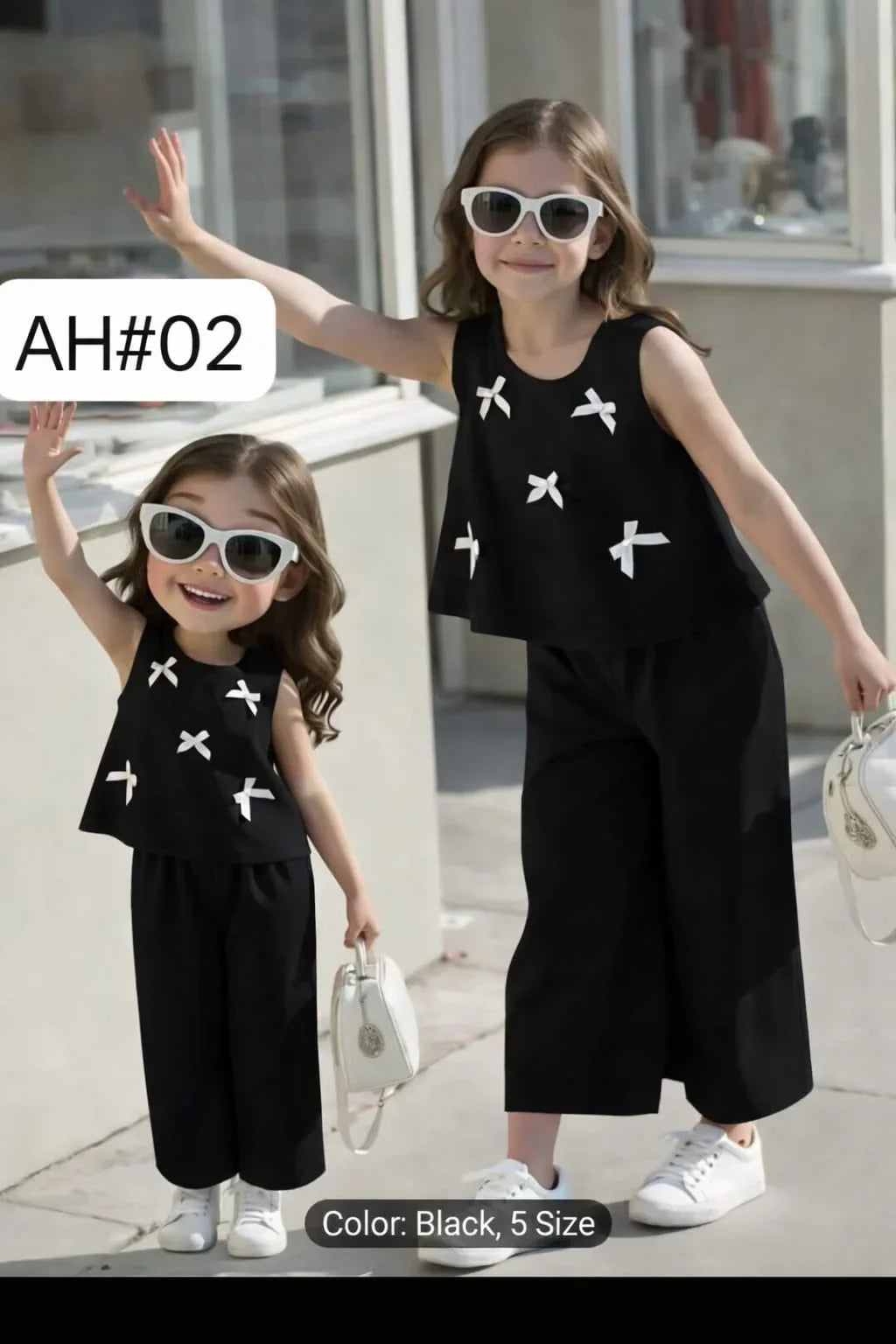 Black Bow Detail Kids Outfit Set