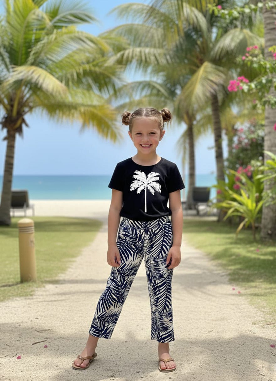 Baby & Baba Palm Leaf Print - Kids Wear