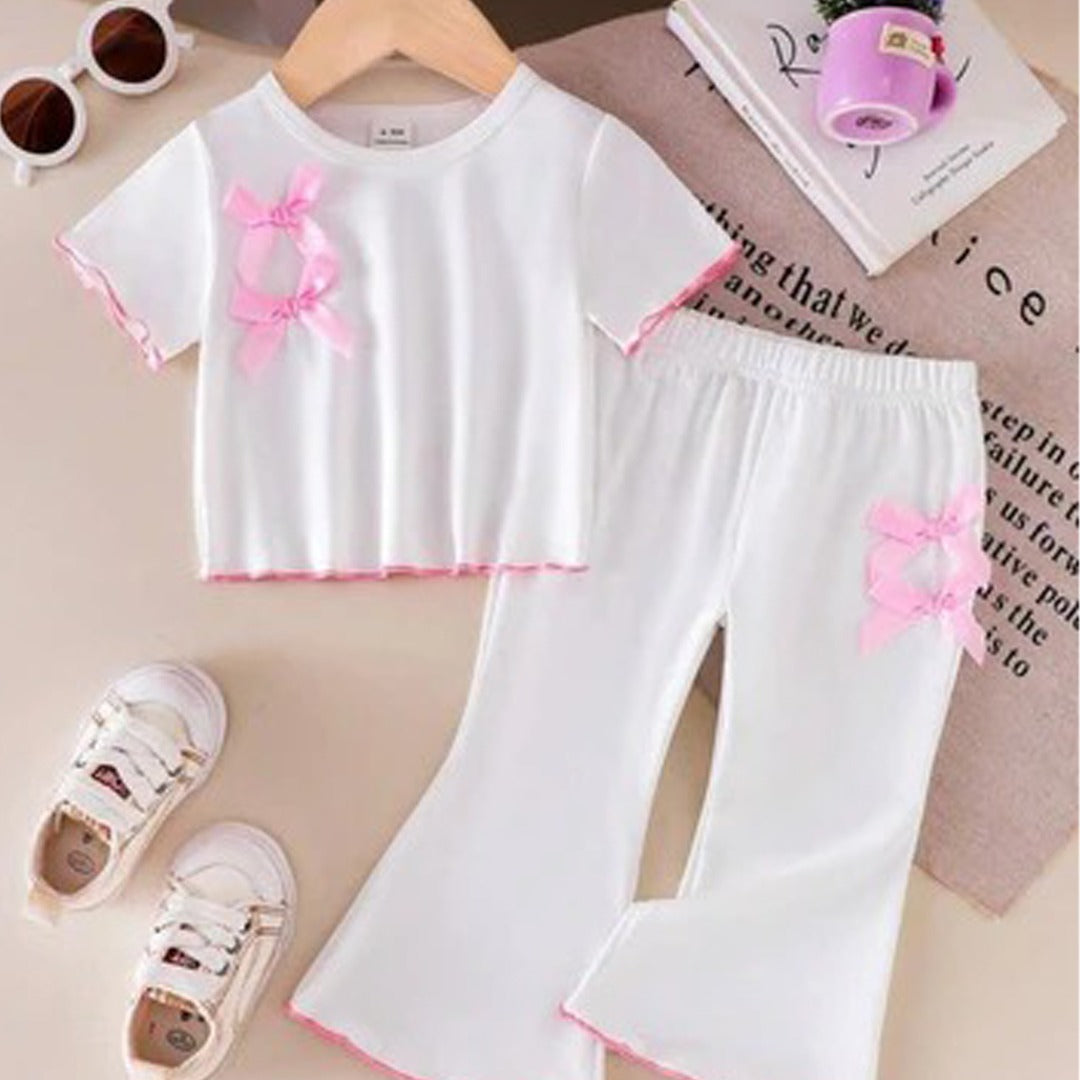 Baby Doll Bow White Outfit Kids Wear