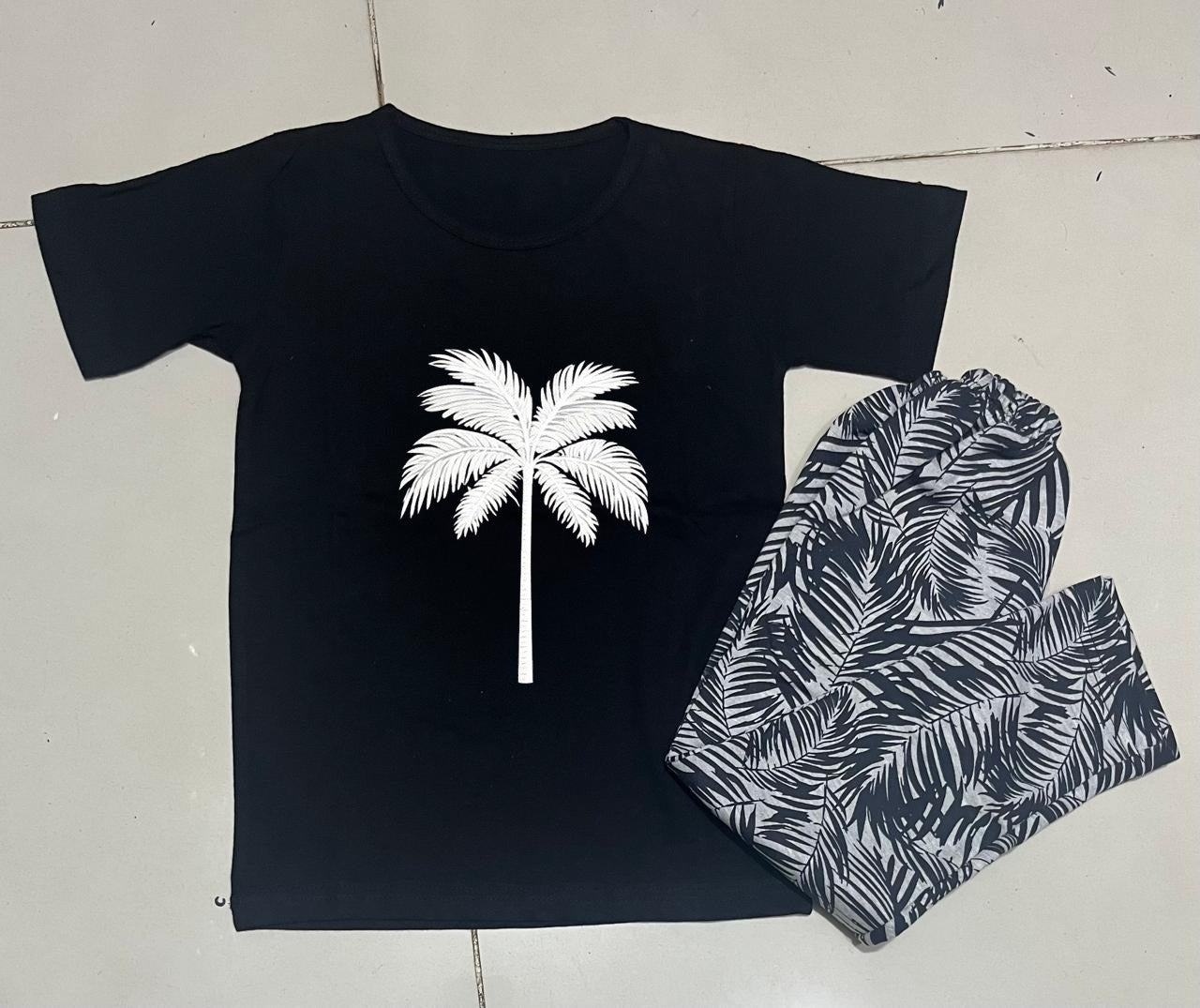 Baby & Baba Palm Leaf Print - Kids Wear