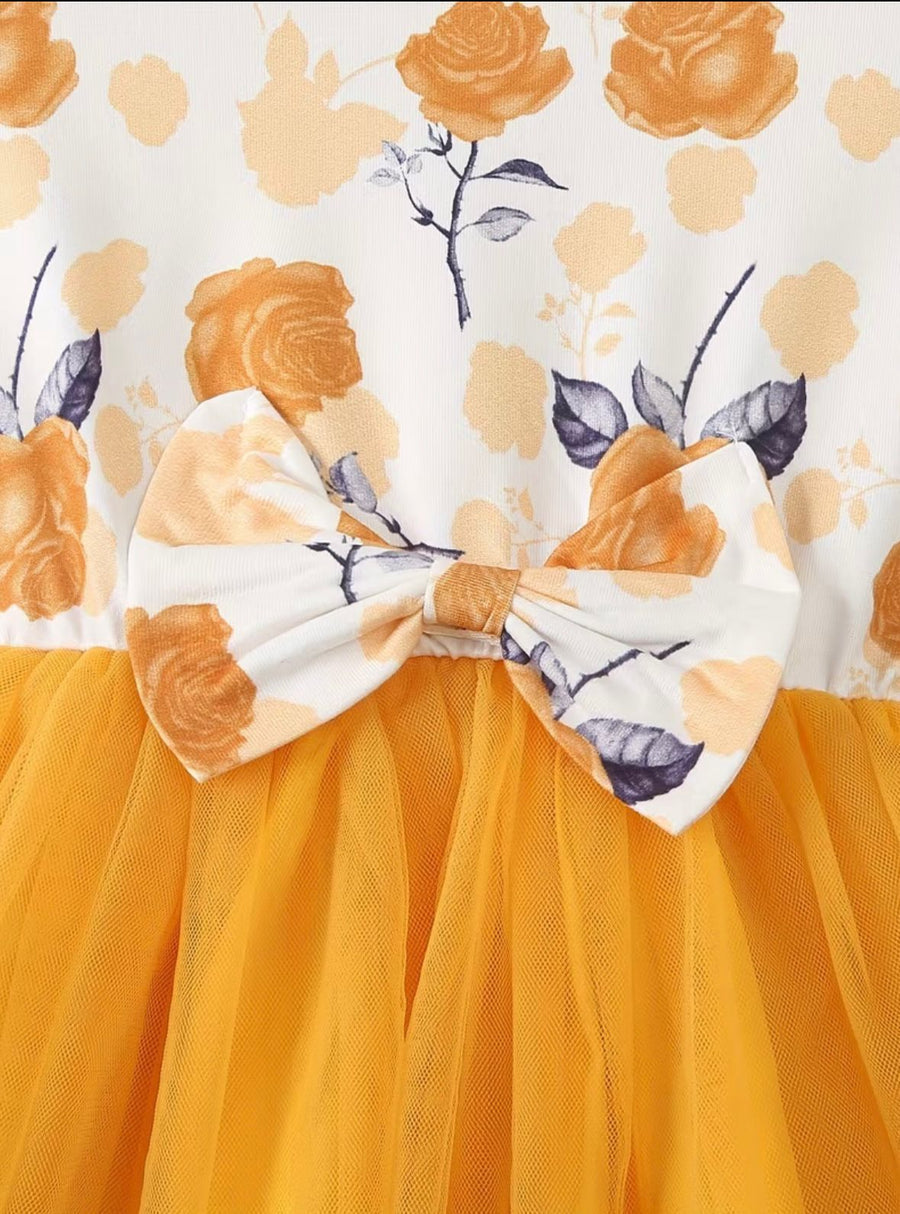 Girls Yellow Tulle Princess Party Dress Kids Wear