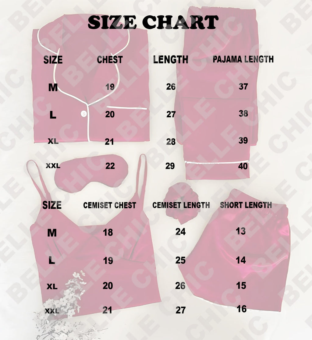 6 IN 1 Silk Set Nightwear For Women / 6 Pcs Silk Night Suit For Girls