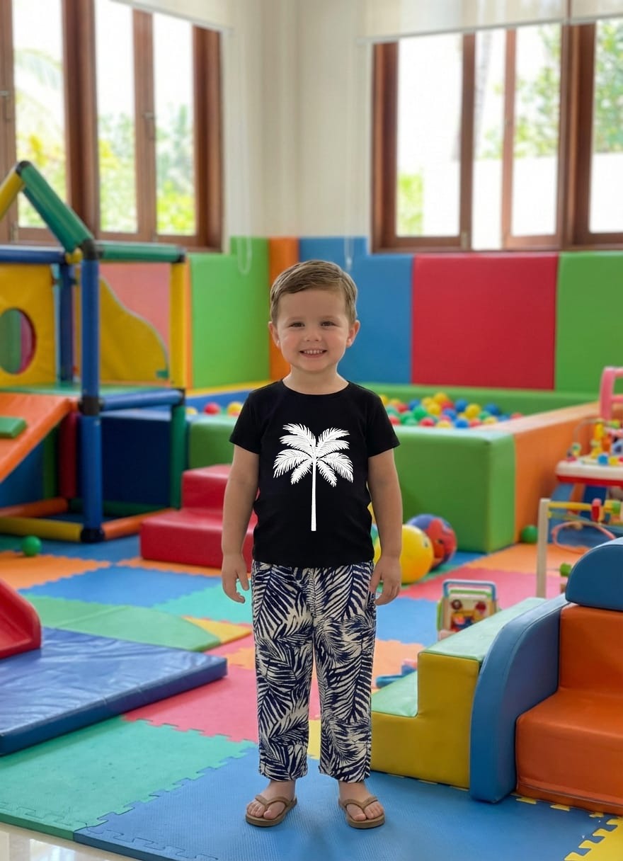 Baby & Baba Palm Leaf Print - Kids Wear