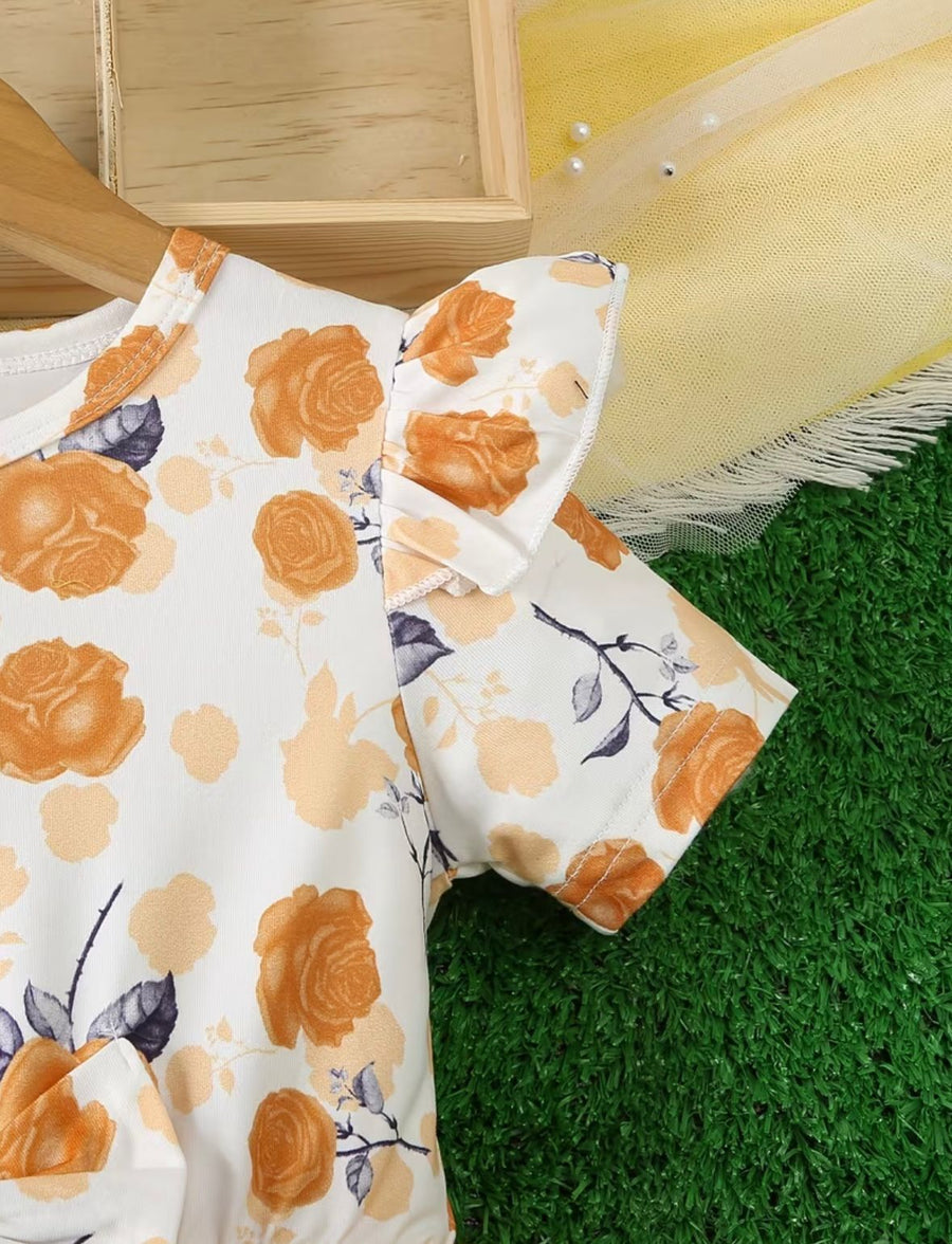 Girls Yellow Tulle Princess Party Dress Kids Wear